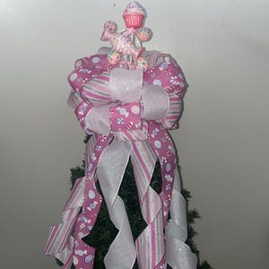 Large Christmas Bow, Candyland Tree Topper, Candyland Bow, Candy Christmas Tree Bow, Pink Tree Topper Bow, Candy Bow, Pink Christmas Bow