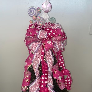 Large Christmas Bow, Candyland Tree Topper, Candyland Bow, Candy Christmas Tree Bow, Pink Tree Topper Bow, Candy Bow, Pink Christmas Bow