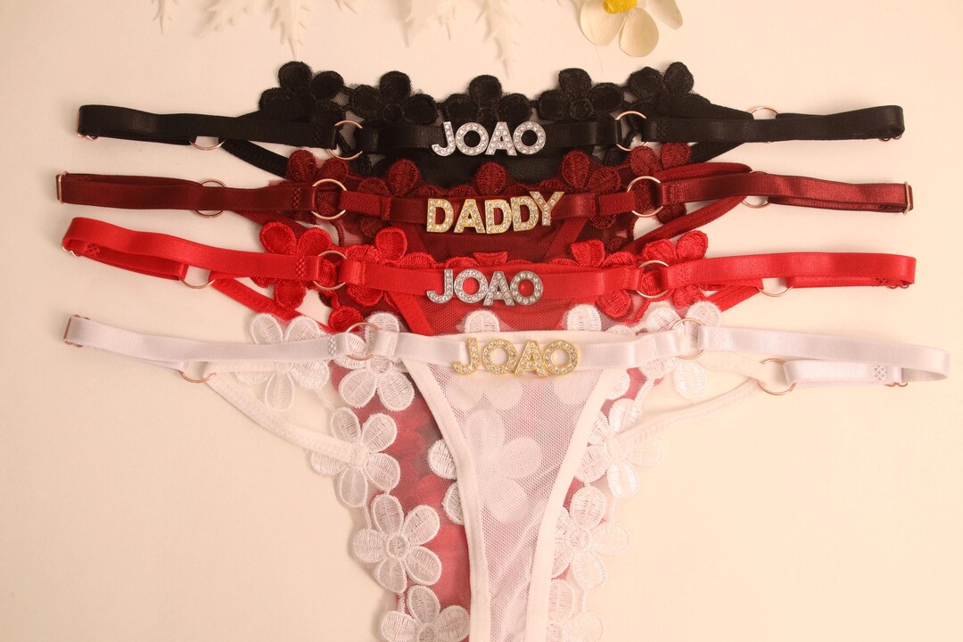 Custom Thong G-strings With Gold Charms Name • Personalized Thong With ...