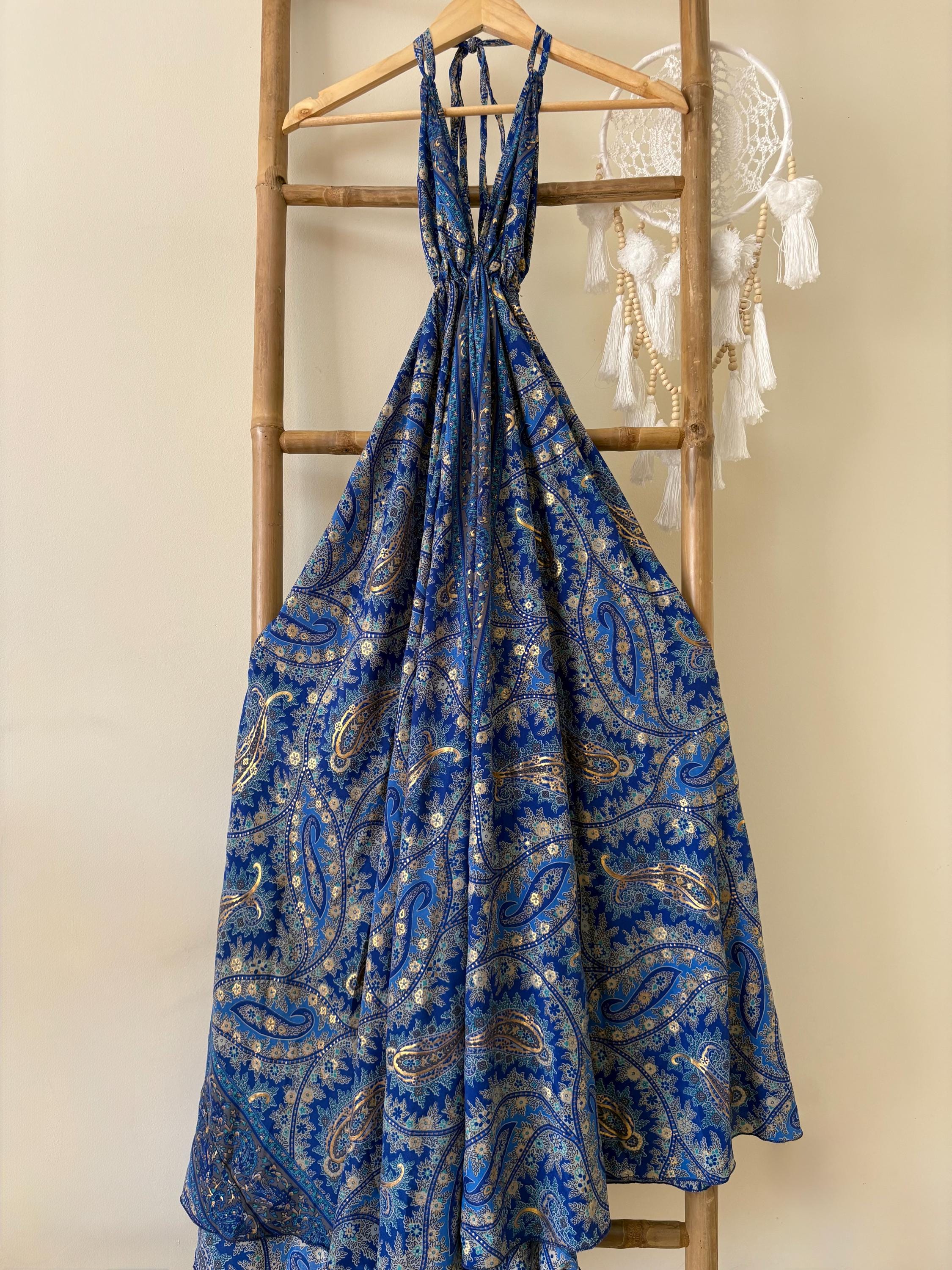 chinese dress ladies Celia Long Sleeve Ankle Gown  Blue