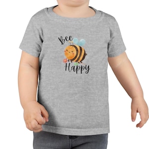 Bee Happy Toddler T-Shirt, Kids Birthday Gift, Cute Bee Tee, Summer Outfit, Toddler Apparel