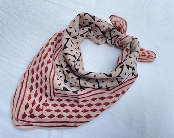 Handmade Block Printed Cotton Bandana | Boho Scarf