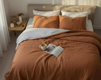 Cinnamon Linen Duvet Cover Set | 3-Piece Boho Bedding