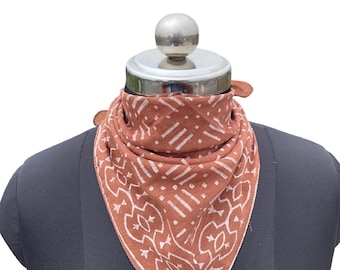 Handmade Block Print Bandana | Mudcloth Style Cotton Neck Scarf | Western Bandana for Women & Men