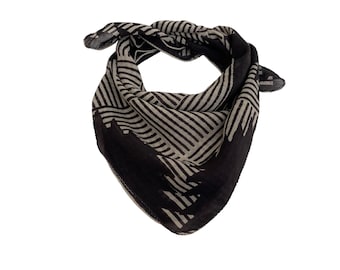 Bandana en coton fait main à imprimé blocs : écharpe bohème, foulard