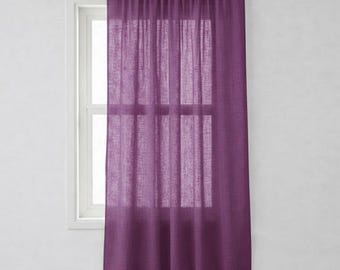Panneaux de rideaux en lin violets, rideaux sur mesure, tentures de ferme rustique, parure de fenêtre bohème 2 pénalités