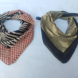 Set of 2 Organic Cotton Bandanas Paisley Design Scarves Vibrant Colors High Quality Winter Scarves Unique Design Block Print Bandanas