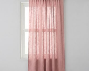 Dusty Pink Linen Curtain Panel | Soft Sheer Window Drape