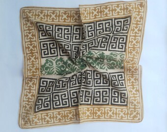 Hand Block Printed Cotton Bandana: Indian Design Hair Scarf