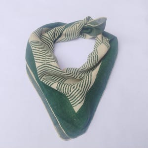 Zig Jake Beautiful green  color Design Lightweight Boho Bandana in Cotton, Hand Block Printed Scarf, Free Shipping