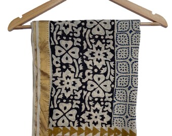 Boho Block Print Cotton Sarong: Beach Cover-Up, Scarf & Shawl