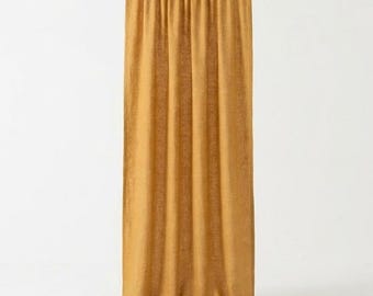 Natural Linen Curtain | Earthy Mustard Window Treatment | Scandinavian Home Decor Light Filtering Mustard Curtain