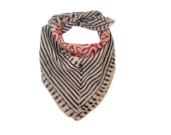 Boho Block Print Cotton Bandana: Handcrafted Artisan Scarf