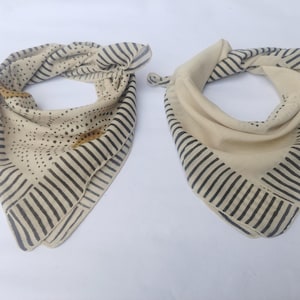 Set of 2 Hand Block Print Bandana Natural Organic print Scarf Premium Organic Cotton Bandana - Trendy Paisley Design Scarf for Men and Women