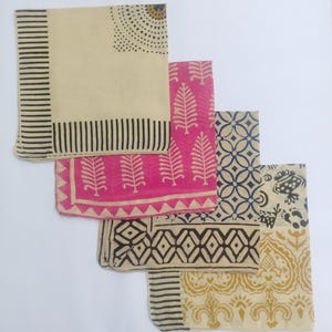 Warm Tone Block Print Bandana | Soft Cotton Head Wrap Organic Cotton Block‑Printed Kerchief Jaipur‑Style Hand‑Block Bandana