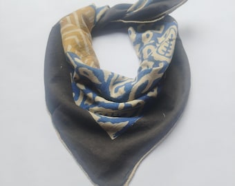 Hand Block Printed Cotton Bandana: Lightweight Boho Scarf, Hair Wrap