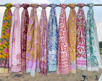 Lot de sarongs imprimés blocs, Sarong de plage en coton, Écharpe de plage bohème, Paréo indien, Vente en gros de sarongs, Couvre-vêtements pour tenues de villégiature