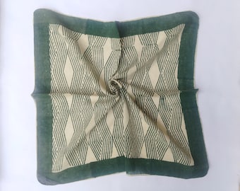 Green Cotton Bandana Scarf: Hand Block Printed Boho Style