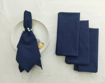 Dark Blue Organic Cotton Napkins: Sustainable Washable Cloth