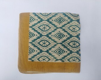 Hand Block Print Cotton Bandana: Bohemian Neck Scarf