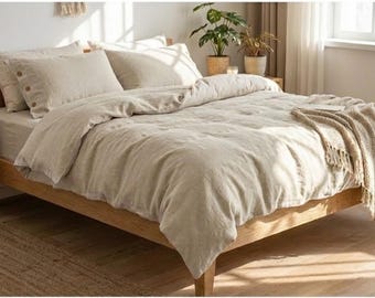 Organic Linen Cotton Duvet Cover Set | Neutral Farmhouse Bedding