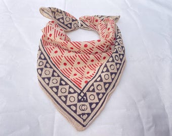 Bandana de algodão com estampa em bloco, lenço de cabeça feito à mão, bandana indiana boho, lenço para cabelo, presente para mulheres e homens.