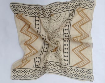 Hand Block Print Cotton Bandana: Boho Head Scarf, Unisex Accessory