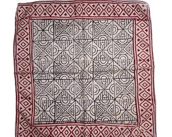 Indian Block Print Cotton Bandana: Unique Handmade Scarf, 21" x 21"