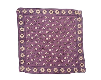 Floral Block Print Cotton Bandana, Handmade Indian Scarf (21x21)