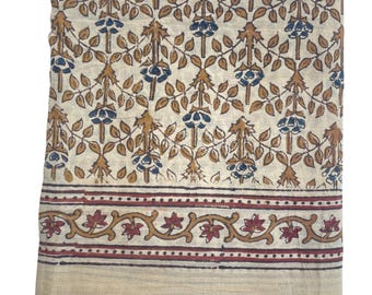 Hand Block Print Organic Cotton Sarong: Floral Beach Wrap