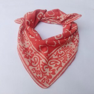 Light Red Color Bandana Hand Block Print Bandana Natural Organic Print Bandana Scarf, Paisley Design Scarf High Quality, Winter Scarf