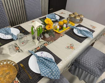 Block Print Cotton Napkins Bohemian Table Decor  Reusable Lightweight Cloth