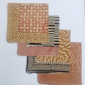 Set of 4 Hand Block Print Bandanas – 100% Cotton Boho Bandana Scarves, Indian Print Head Wraps, Handmade Natural Dyed Kerchiefs Gift for Her