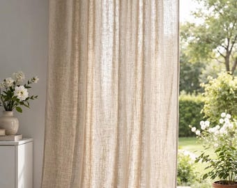 voilages faits main en lin naturel | Tissu naturel respectueux de l'environnement | Taille personnalisée disponible
