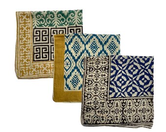 Ensemble bandana imprimé bloc main : écharpe visage et cou en coton biologique