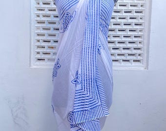 Handmade Block Print Cotton Sarong: Bohemian Beach Cover-Up
