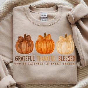 Grateful Thankful Blessed Thanksgiving Sweatshirt, Pumpkin Fall Season Sweatshirt, Thanksgiving Family Dinner Shirt