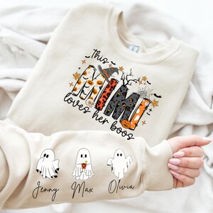 Mimi Halloween Sweatshirt: Custom Kids Name Sleeve, Mimi Gift