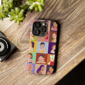 Colorful Art Faces Phone Case: 3D Wrap, Impact Resistant