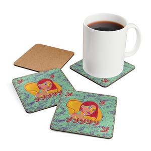 Colorful Artistic Cork Coaster Set: Bohemian Home Decor