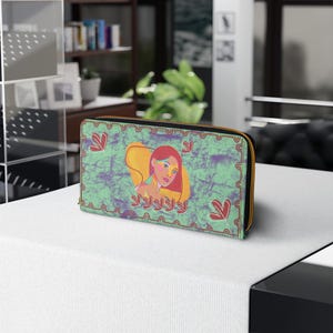 Artistic Zipper Wallet with Vibrant Design, Bohemian Wallet, Women&#39;s Travel Essential, Unique Gift, Colorful Accessory