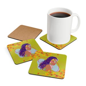 Artistic Cork Coaster Set: Colorful Boho Home Decor