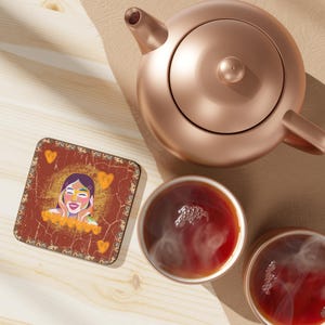 Artistic Drink Coaster: Colorful Whimsical Home Decor