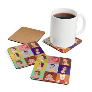 Colorful Portrait Coaster Set: Artistic Home Decor