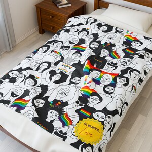 Pride Love Velveteen Plush Blanket | Cozy Throw for LGBTQ+ Support, Gift for Pride Month, Home Décor, LGBTQ+ Allies