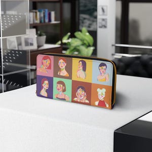 Colorful Art Zipper Wallet: PU Leather Cosmetic Organizer