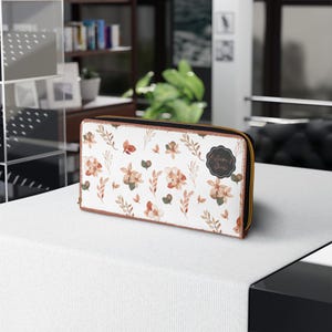 Floral Zipper Wallet, Women&#39;s Wallet, Gift for Her, Elegant Purse, Floral Accessories, Stylish Card Holder