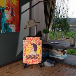 Colorful Floral Suitcase: Boho Travel Luggage, Personalized Carry-On