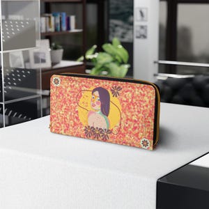 Colorful Floral Zipper Wallet: PU Leather Boho Style Handbag Accessory