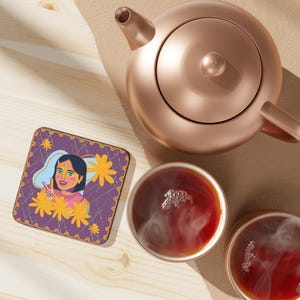 Retro Vibe Artistic Coasters: Colorful Home Decor, Set of 4